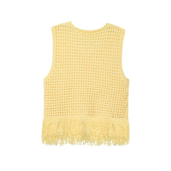 Vintage Yellow Knit Vest – Sleeveless Commuting Chic
