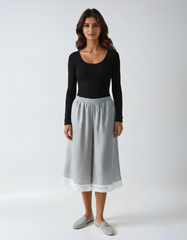 A-Line Plaid Denim Skirt