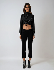 Asymmetrical Turtleneck Zip Hoodie