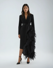 Black Irregular Mesh Long Jacket