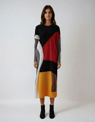 Black Multi-Color Block Oversized Sweater Dress