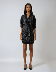 Black Cotton-Padded Long Parka