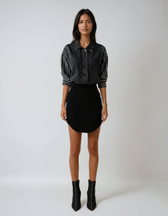 Black Striped Denim Blouse