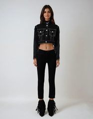 Black Turtleneck Denim Jacket