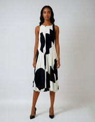 Boho Pleated Print Mini Dress