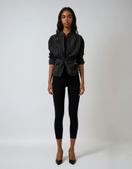 Brown Striped Blouse – Textured Minimalism in Cotton-poly Blend