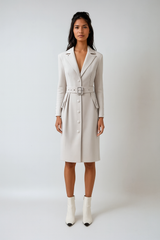 Single-breasted Belted Long Blazer – Elegant Formal Jacket