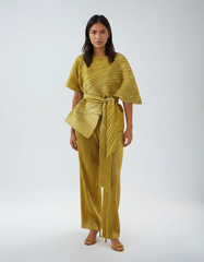 Chic Pleated Irregular Belted Dress