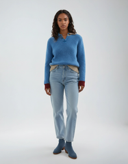 Colorblock Knit Collar Sweater