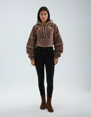 Contrast Cut-Out Hooded Sweatshirt