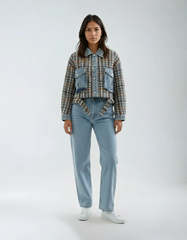 Denim Plaid Tweed Jacket