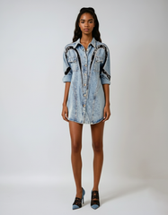 Denim Lace Panel Top – Cotton-poly Textured Fusion