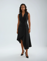 Double Breasted Irregular Vest Dress