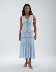 Elegant Solid Knitted Vest Skirts Sets