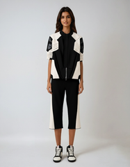 Faux Leather Color-Block Jacket