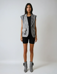 Gray Luxe Multi-Pocket Blazer