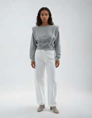Gray Pleated Pullover Sweatshirt