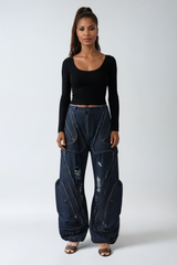 Irregular Wide Leg Jeans