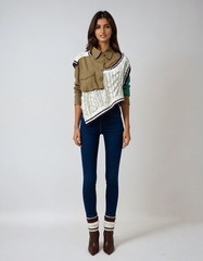 Irregular Khaki Knit Sweater