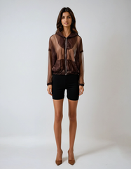 Lady Commuting Long Sleeve Hooded Collar Outerwear