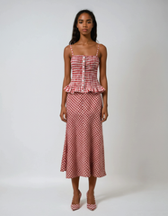 Plaid Crop Top & Midi Skirt Set