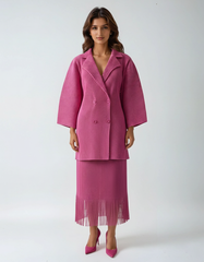 Pleated 2 Piece Set Double Breasted Set