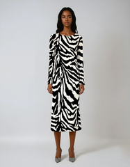 Printed Flare-sleeve Maxi Dress – High Street Long-sleeve Style for Spring