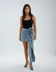 Rose Denim Mini Skirt