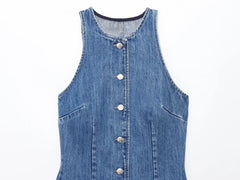 Summer Retro Sleeveless Denim Mini Dress