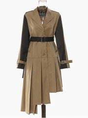 Pleated Lapel Trench – Cotton-poly Blend With Sculptural Flow