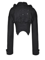 Irregular Lapel Cropped Blouse