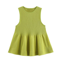 Summer 2025 Hem-Layered Decorative Knitted Top