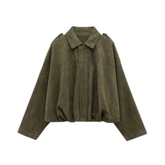 Vintage Olive Suede Skirt Suit