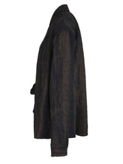 Brown Striped Blouse – Textured Minimalism in Cotton-poly Blend