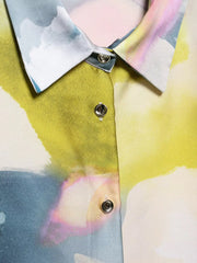 Contrast Tie-Dye Satin Smock Blouse