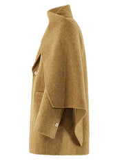 Woolen Scarf Collar Coat – Sculptural Silhouette in Cotton-poly Blend