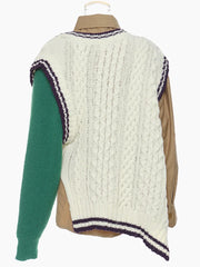 Irregular Khaki Knit Sweater