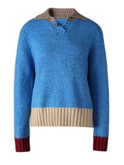 Colorblock Knit Collar Sweater