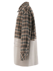 Dual-Tone Khaki Plaid Patchwork Blazer