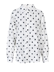 White Polka Dot Loose-Fit Blouse