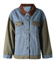 Color-Block Casual Denim & Twill Jacket