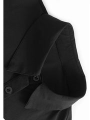 Black Spliced Mesh Blouse – Textured Contrast in Cotton-poly Blend