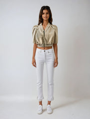 Winter Luxe Patchwork Cotton-Padded Cropped Coat