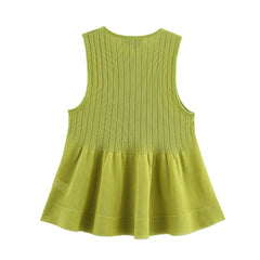 Summer 2025 Hem-Layered Decorative Knitted Top