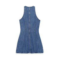 Summer Retro Sleeveless Denim Mini Dress
