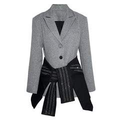Gray Striped Bandage Blazer