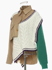 Irregular Khaki Knit Sweater