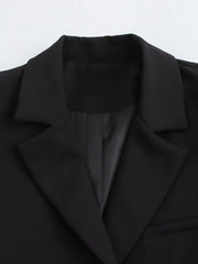 Chic Cropped Black Blazer with Bow Detail