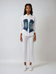 Denim Patchwork Blouse
