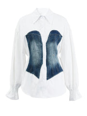 Denim Patchwork Blouse